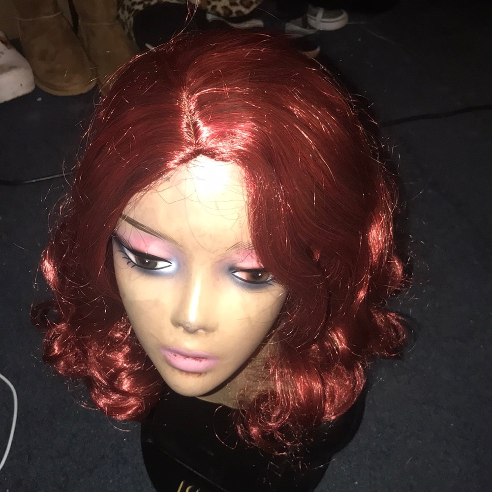 Burgundy synthetic curly bob